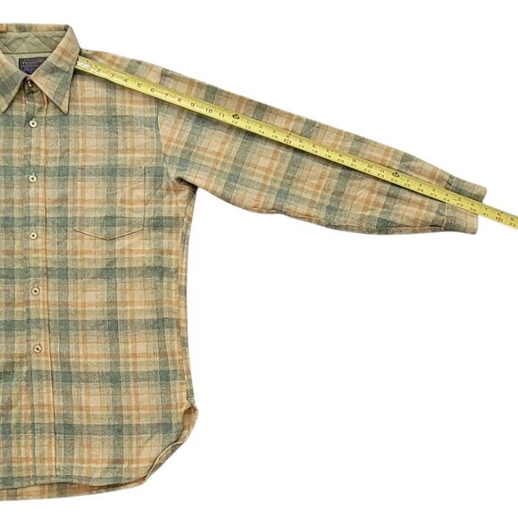 VTG Pendleton 100% Virgin Wool Sage Green Plaid Button Front Western Shirt Sz M - Picture 5 of 7